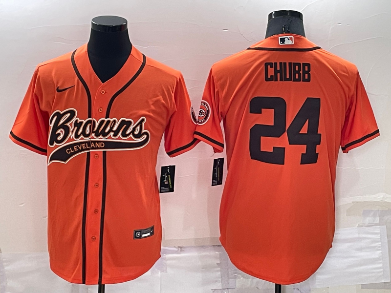 Men's Cleveland Browns Nick Chubb #24 Orange Jersey Joint Edition